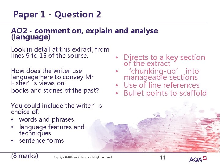 Paper 1 - Question 2 AO 2 - comment on, explain and analyse (language)