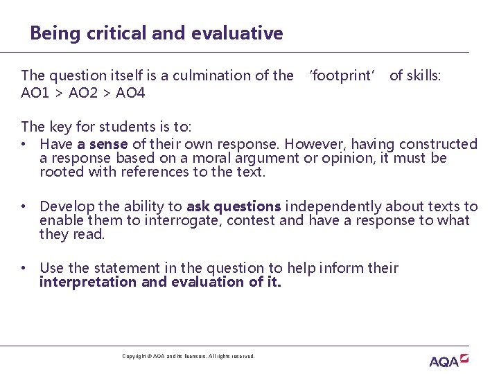 Being critical and evaluative The question itself is a culmination of the ‘footprint’ of