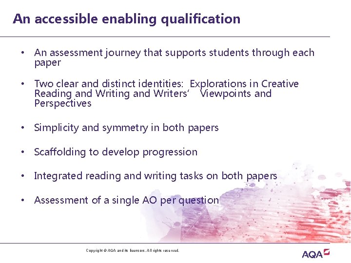 An accessible enabling qualification • An assessment journey that supports students through each paper