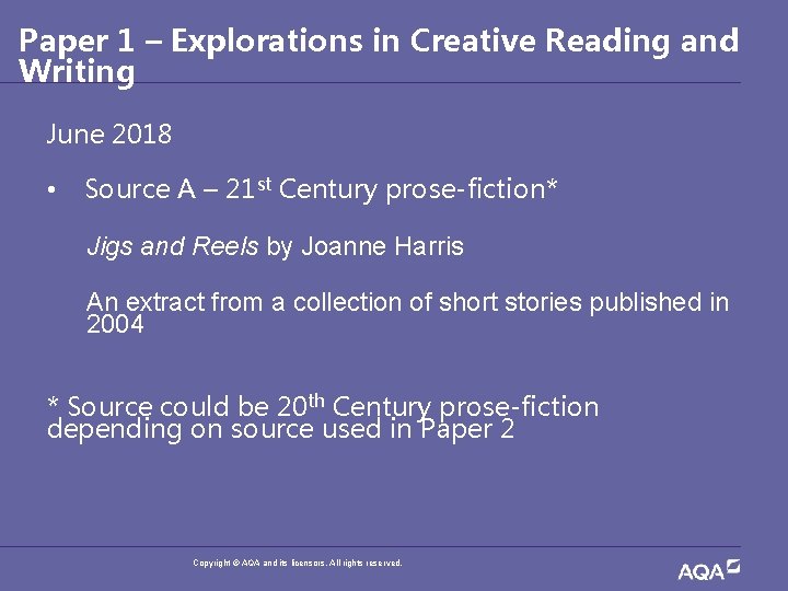 Paper 1 – Explorations in Creative Reading and Writing June 2018 • Source A