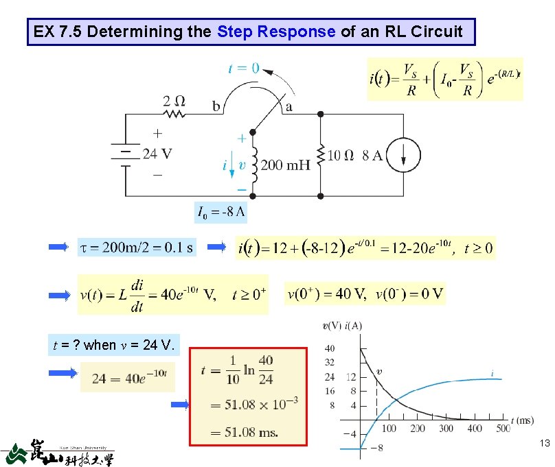 EX 7. 5 Determining the Step Response of an RL Circuit t = ?