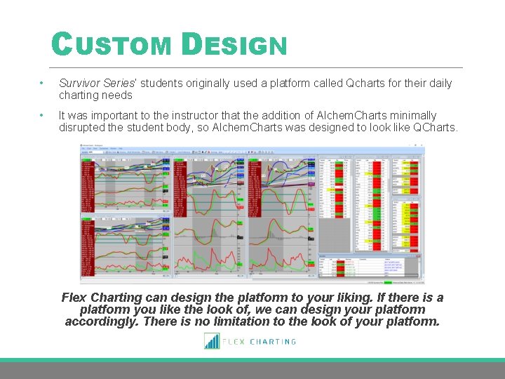 CUSTOM DESIGN • Survivor Series’ students originally used a platform called Qcharts for their