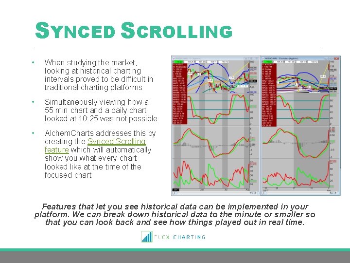 SYNCED SCROLLING • When studying the market, looking at historical charting intervals proved to