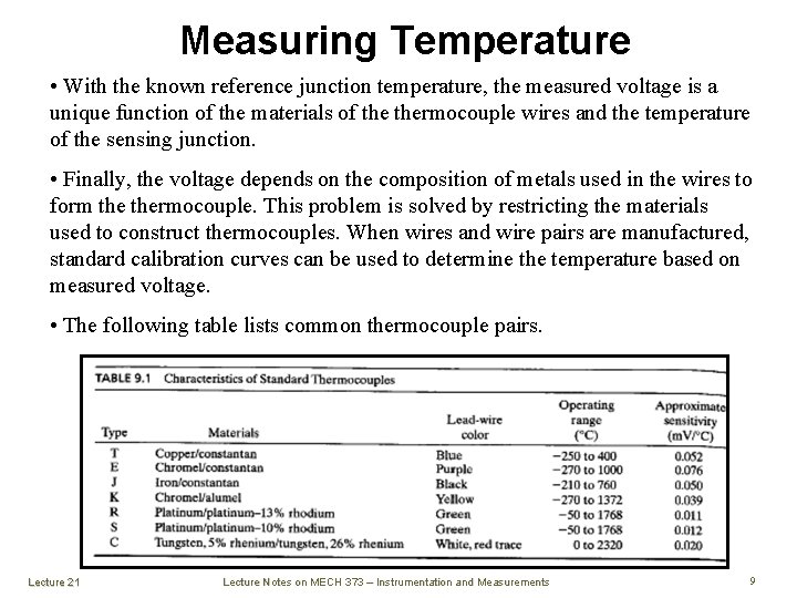 Measuring Temperature • With the known reference junction temperature, the measured voltage is a