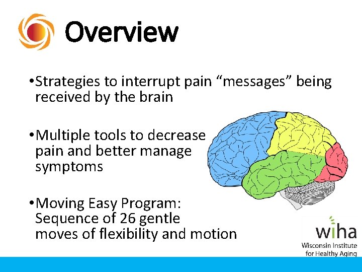 Overview • Strategies to interrupt pain “messages” being received by the brain • Multiple Overview • Strategies to interrupt pain “messages” being received by the brain • Multiple