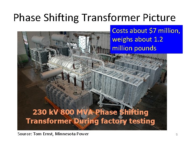 Phase Shifting Transformer Picture Costs about $7 million, weighs about 1. 2 million pounds