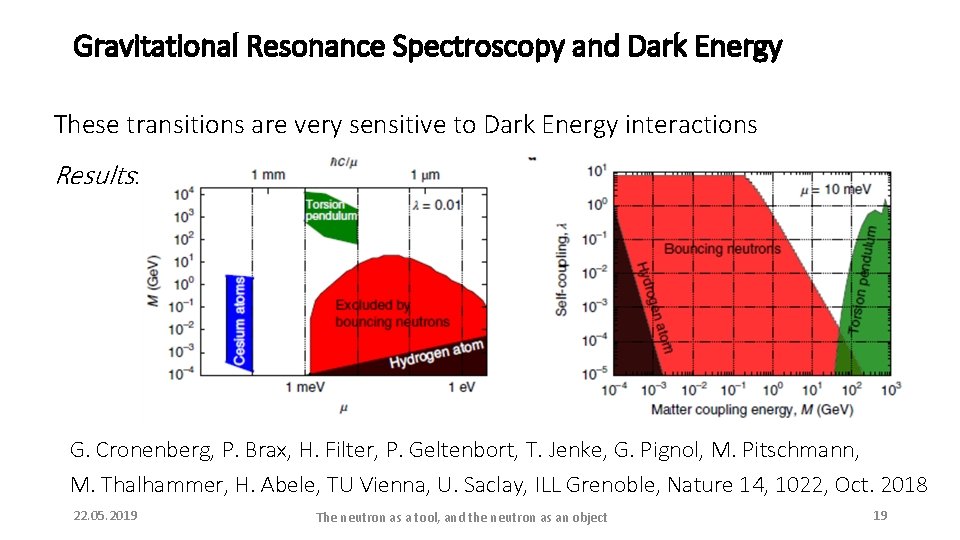 Gravitational Resonance Spectroscopy and Dark Energy These transitions are very sensitive to Dark Energy Gravitational Resonance Spectroscopy and Dark Energy These transitions are very sensitive to Dark Energy