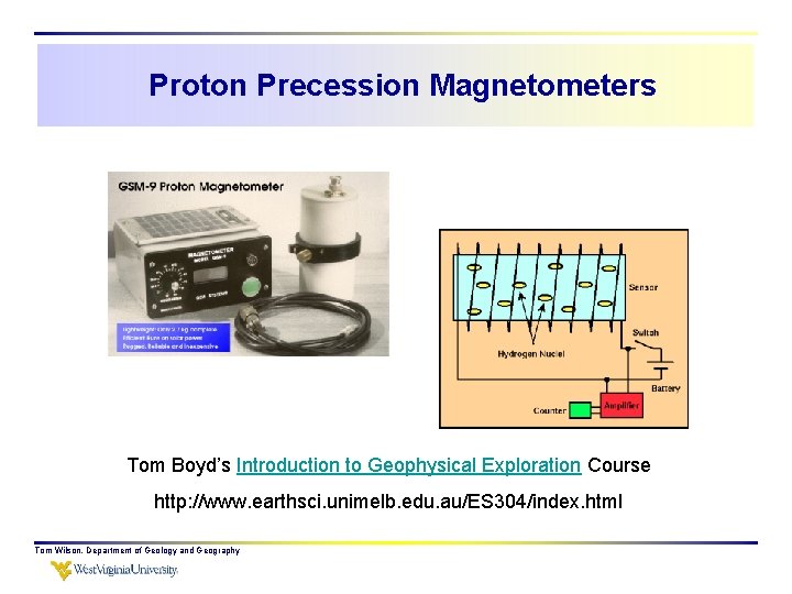 Proton Precession Magnetometers Tom Boyd’s Introduction to Geophysical Exploration Course http: //www. earthsci. unimelb.