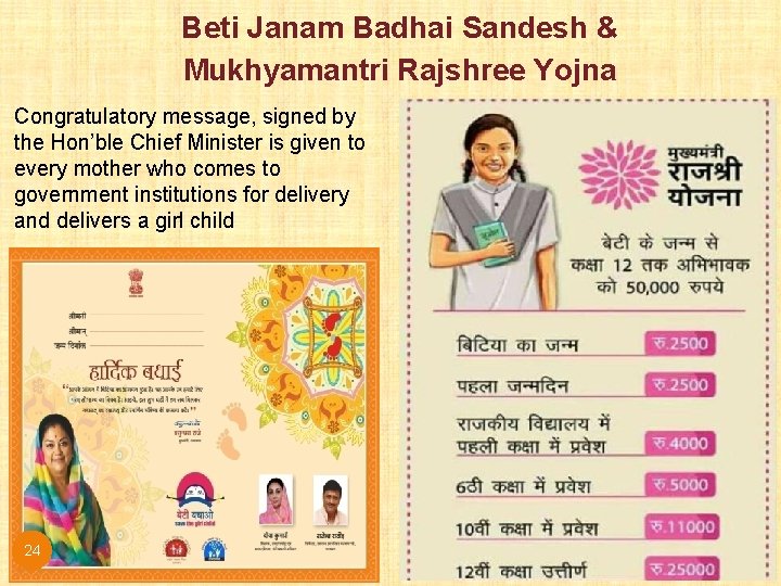 Beti Janam Badhai Sandesh & Mukhyamantri Rajshree Yojna Congratulatory message, signed by the Hon’ble Beti Janam Badhai Sandesh & Mukhyamantri Rajshree Yojna Congratulatory message, signed by the Hon’ble