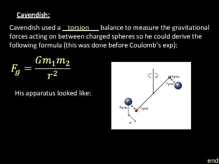 Cavendish: Cavendish used a _____ balance to measure the gravitational torsion forces acting on
