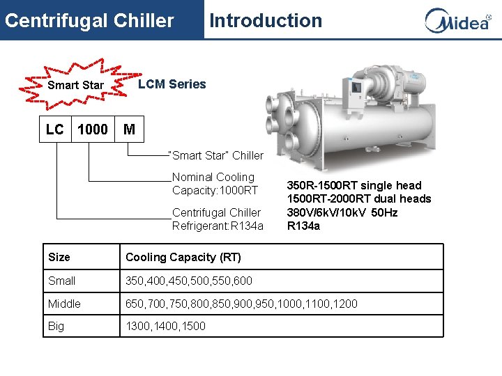 Centrifugal Chiller LCM Series Smart Star LC 1000 Introduction M “Smart Star” Chiller Nominal