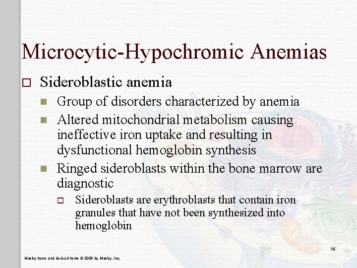 Microcytic-Hypochromic Anemias o Sideroblastic anemia n n n Group of disorders characterized by anemia