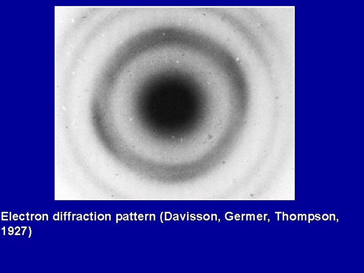 Electron diffraction pattern (Davisson, Germer, Thompson, 1927) 