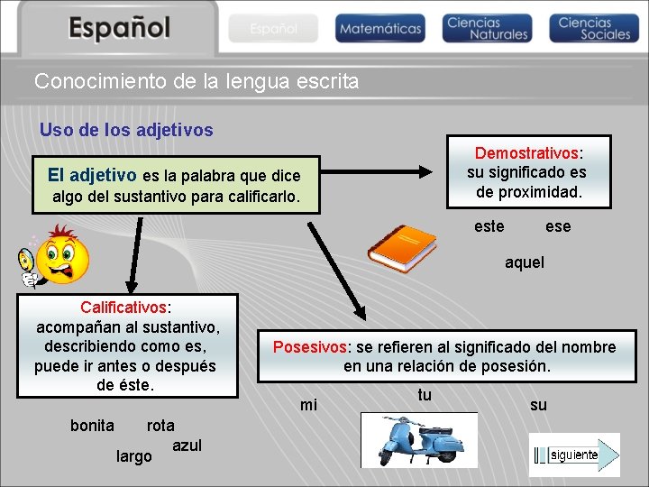 Conocimiento de la lengua escrita Uso de los adjetivos Demostrativos: su significado es de