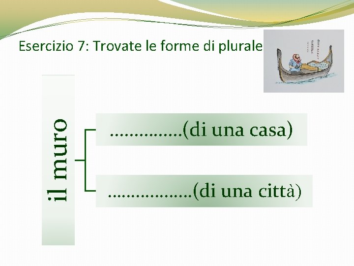 il muro Esercizio 7: Trovate le forme di plurale ……………(di una casa) ………………(di una il muro Esercizio 7: Trovate le forme di plurale ……………(di una casa) ………………(di una