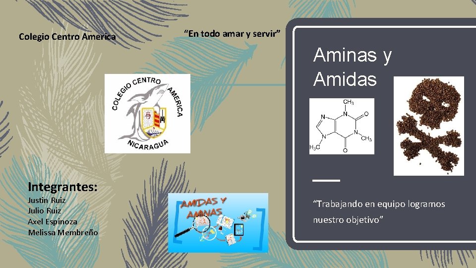 Colegio Centro America “En todo amar y servir” Aminas y Amidas Integrantes: Justin Ruiz Colegio Centro America “En todo amar y servir” Aminas y Amidas Integrantes: Justin Ruiz