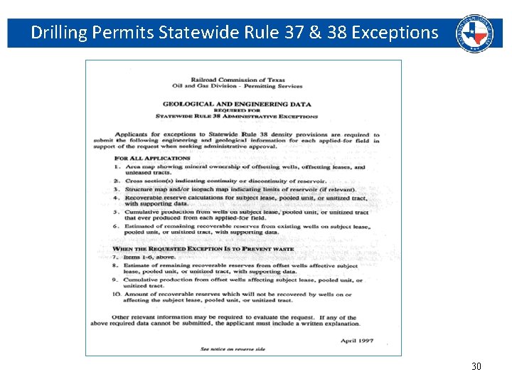 Drilling Permits Statewide Rule 37 & 38 Exceptions Railroad Commission of Texas | June