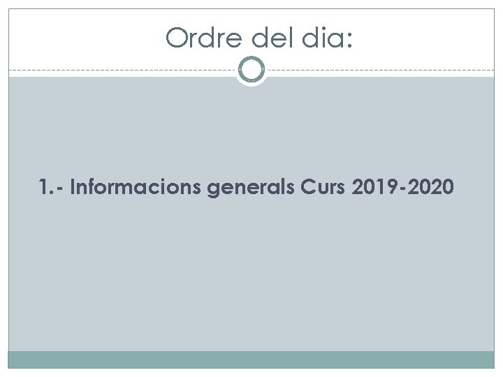 Ordre del dia: 1. - Informacions generals Curs 2019 -2020 