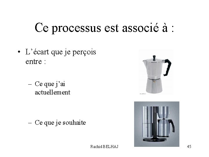 Ce processus est associé à : • L’écart que je perçois entre : –