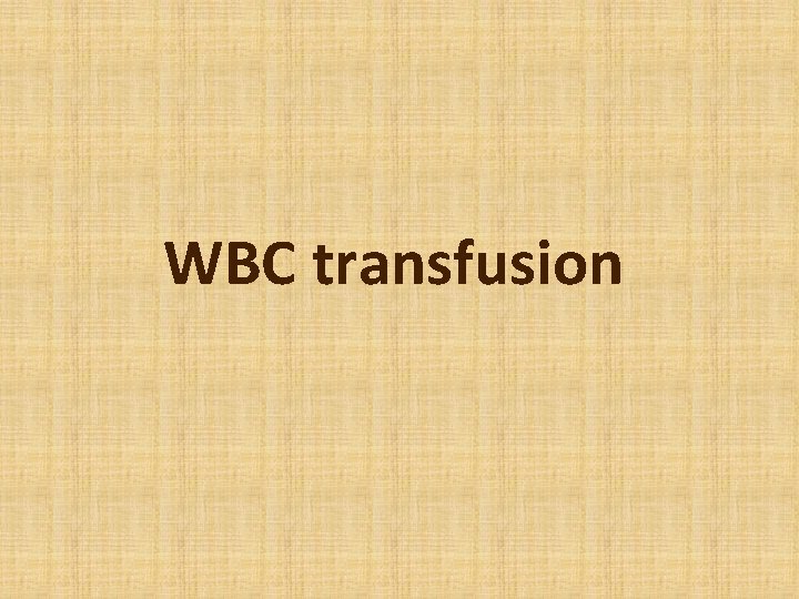 WBC transfusion 