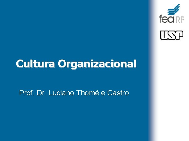 Cultura Organizacional Prof. Dr. Luciano Thomé e Castro 