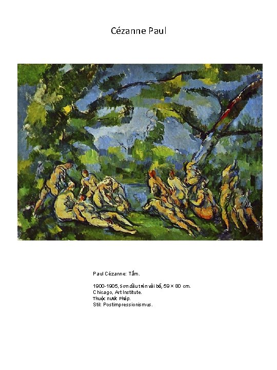 Cézanne Paul Cézanne: Tắm. 1900 -1905, Sơn dầu trên vải bố, 59 × 80