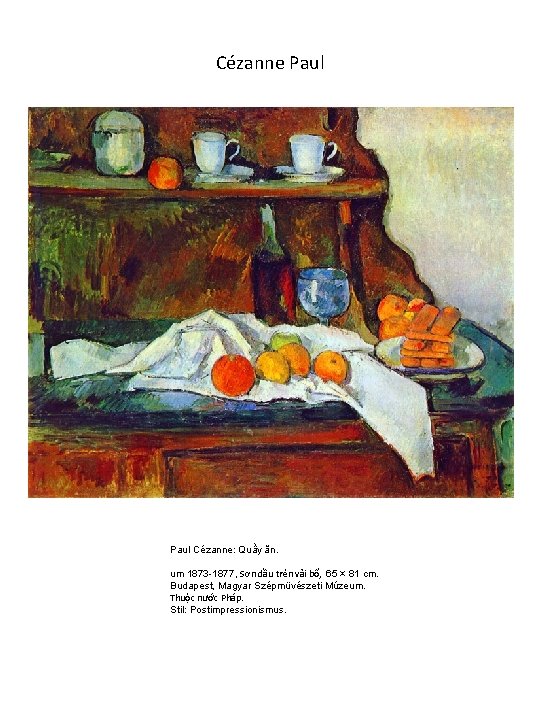 Cézanne Paul Cézanne: Quầy ăn. um 1873 -1877, Sơn dầu trên vải bố, 65