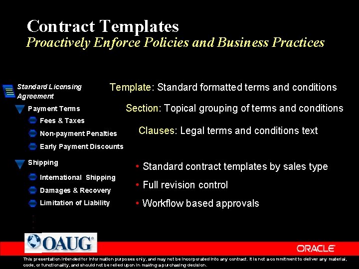 Contract Templates Proactively Enforce Policies and Business Practices Standard Licensing Agreement Template: Standard formatted