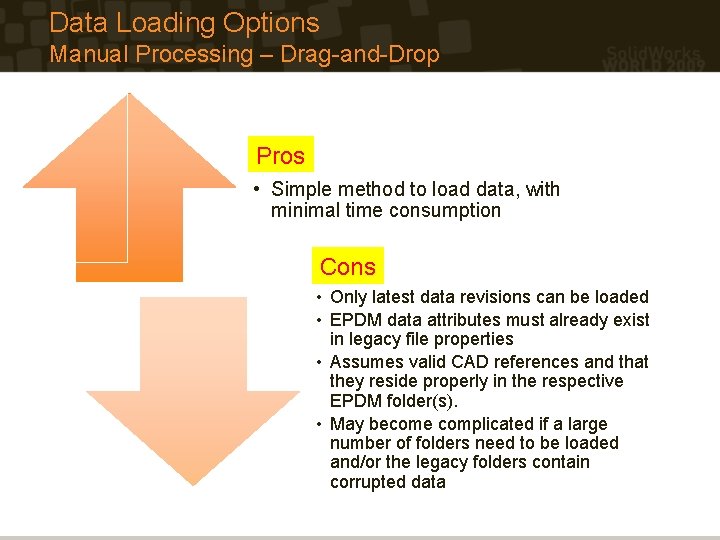 Data Loading Options Manual Processing – Drag-and-Drop Pros • Simple method to load data, Data Loading Options Manual Processing – Drag-and-Drop Pros • Simple method to load data,
