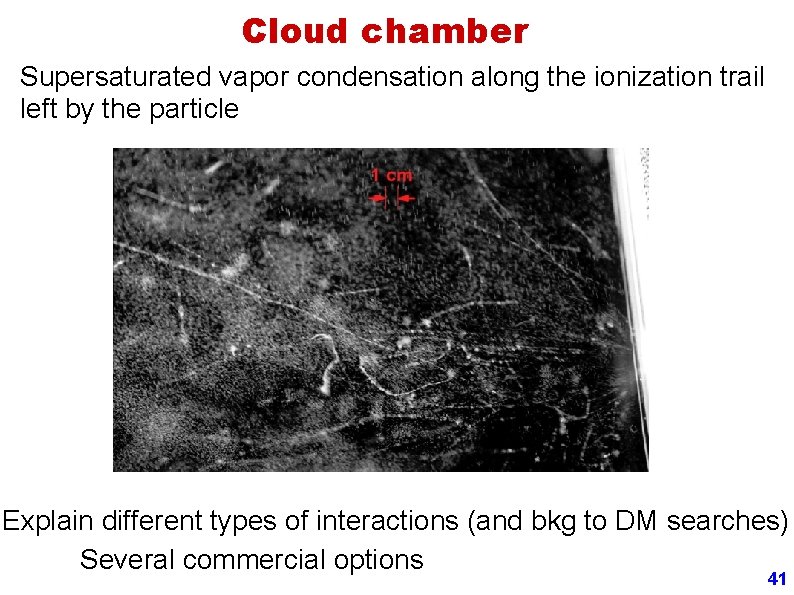 Cloud chamber Supersaturated vapor condensation along the ionization trail left by the particle Explain