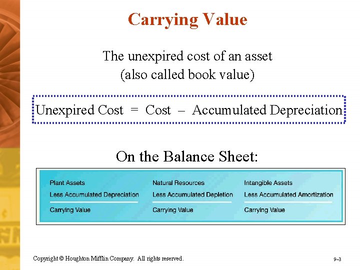 Carrying Value The unexpired cost of an asset (also called book value) Unexpired Cost