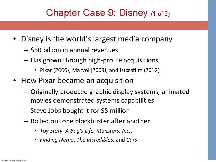 Chapter Case 9: Disney (1 of 2) • Disney is the world’s largest media