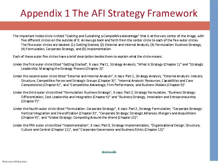 Appendix 1 The AFI Strategy Framework The important inside circle is titled "Gaining and