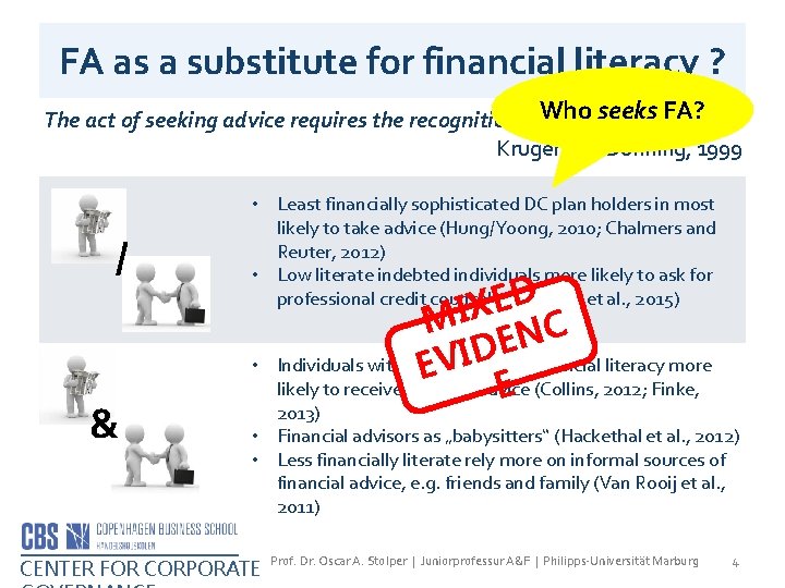 FA as a substitute for financial literacy ? FA? The act of seeking advice