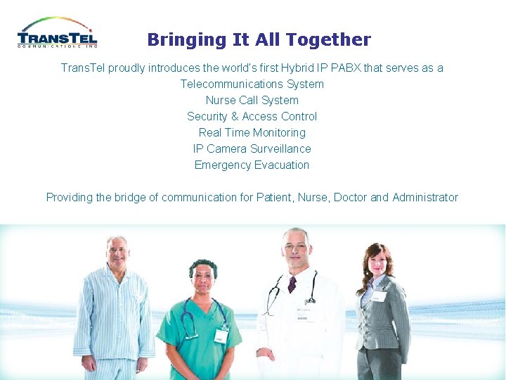 Bringing It All Together Trans. Tel proudly introduces the world’s first Hybrid IP PABX