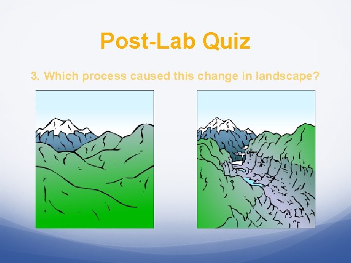 Post-Lab Quiz 3. Which process caused this change in landscape? 