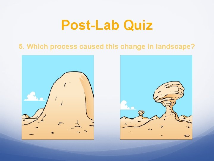 Post-Lab Quiz 5. Which process caused this change in landscape? 