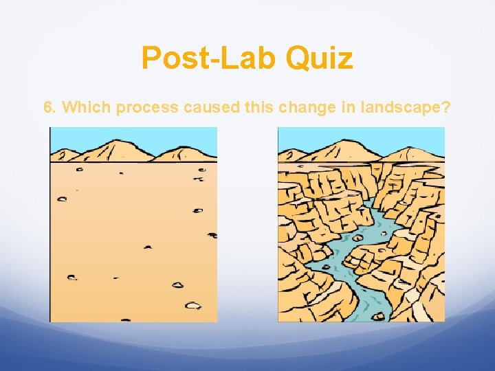 Post-Lab Quiz 6. Which process caused this change in landscape? 