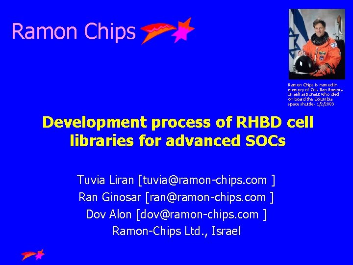 Ramon Chips is named in memory of Col. Ilan Ramon, Israeli astronaut who died