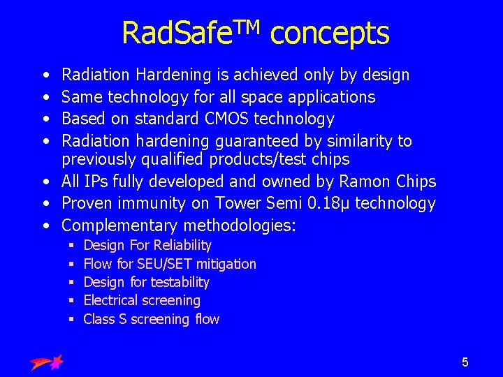 Rad. Safe. TM concepts • • Radiation Hardening is achieved only by design Same