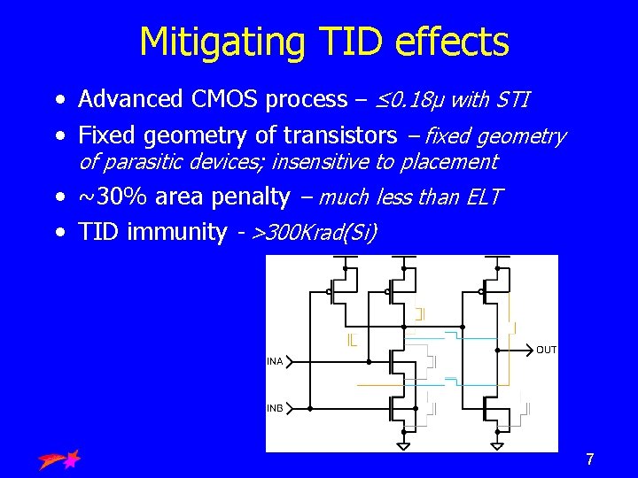 Mitigating TID effects • Advanced CMOS process – ≤ 0. 18µ with STI •