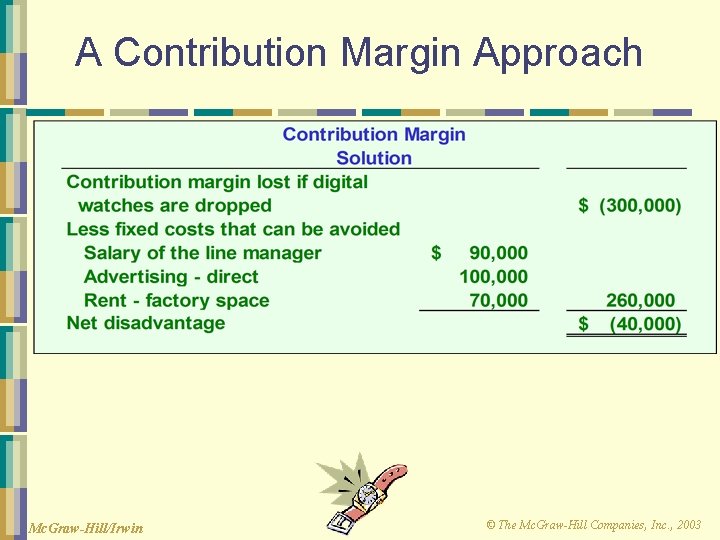 A Contribution Margin Approach Mc. Graw-Hill/Irwin © The Mc. Graw-Hill Companies, Inc. , 2003