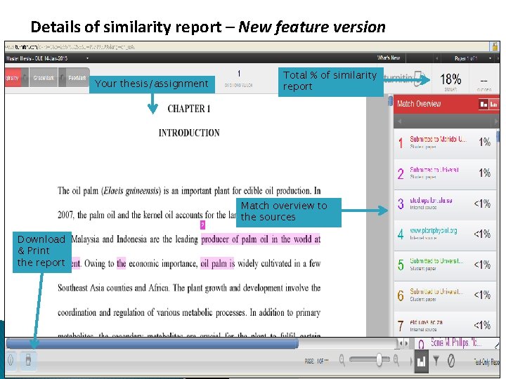 Details of similarity report – New feature version Your thesis/assignment Total % of similarity