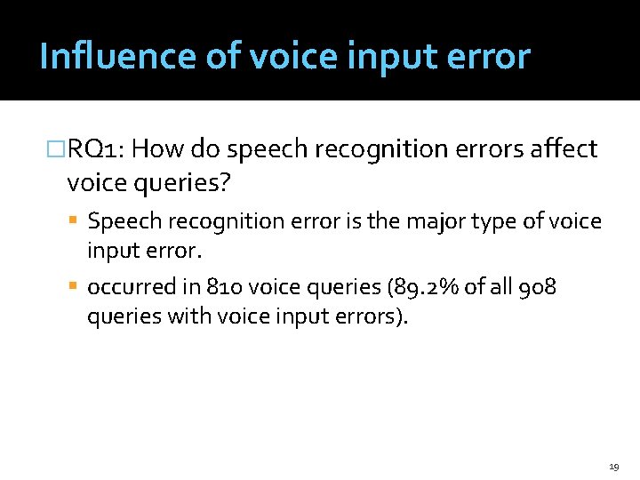 Influence of voice input error �RQ 1: How do speech recognition errors affect voice