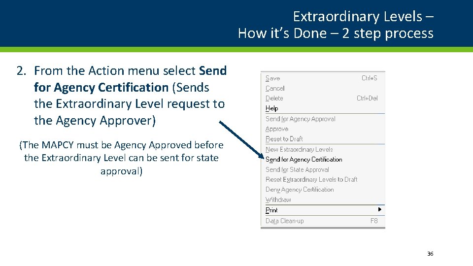 Extraordinary Levels – How it’s Done – 2 step process 2. From the Action