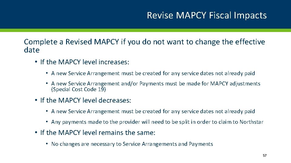 Revise MAPCY Fiscal Impacts Complete a Revised MAPCY if you do not want to