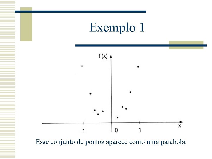 Exemplo 1 Esse conjunto de pontos aparece como uma parabola. 