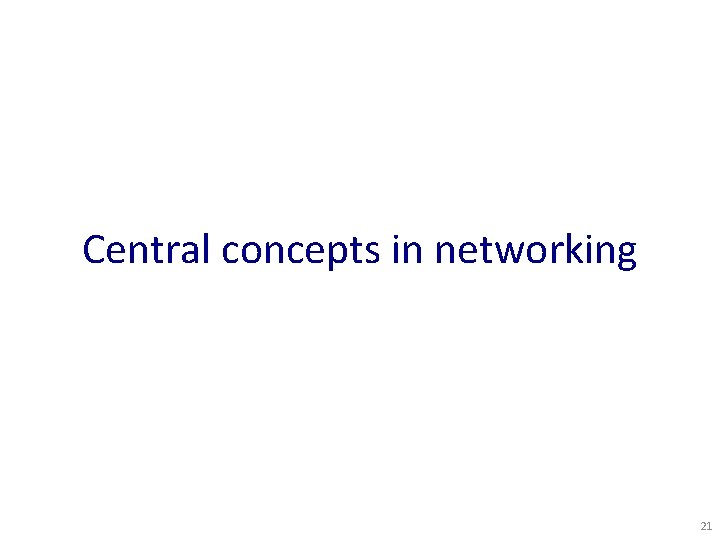 Central concepts in networking 21 