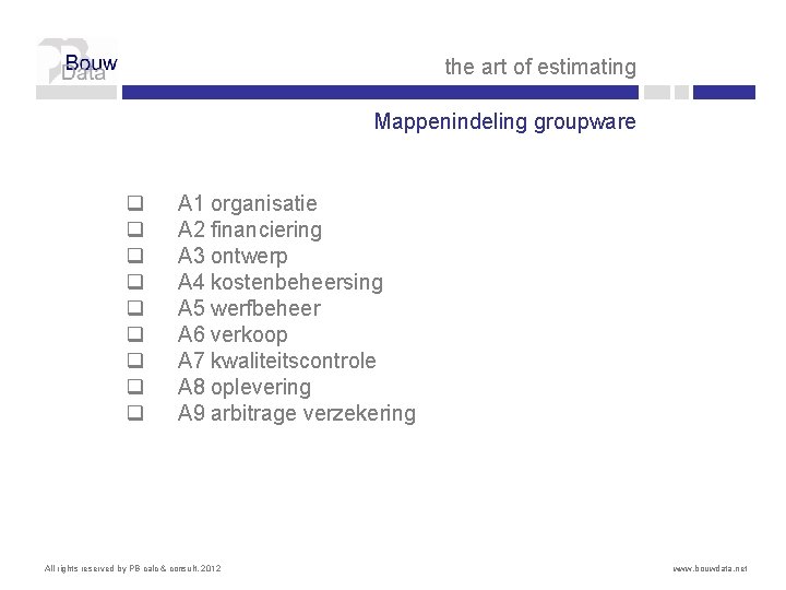 the art of estimating Mappenindeling groupware q q q q q A 1 organisatie the art of estimating Mappenindeling groupware q q q q q A 1 organisatie