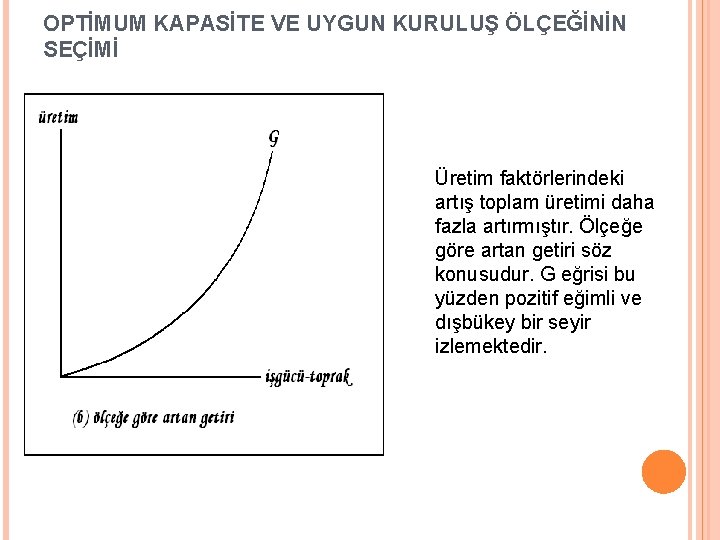 OPTİMUM KAPASİTE VE UYGUN KURULUŞ ÖLÇEĞİNİN SEÇİMİ Üretim faktörlerindeki artış toplam üretimi daha fazla